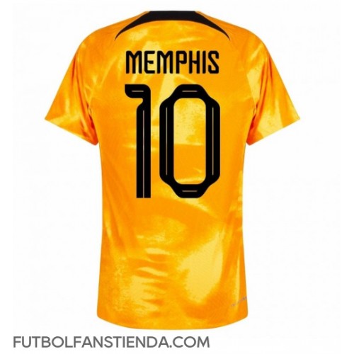Países Bajos Memphis Depay #10 Primera Equipación Mundial 2022 Manga Corta